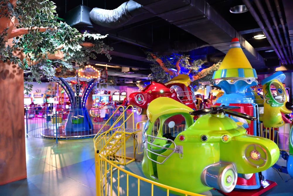 modern shopping mall playground for kids and video games